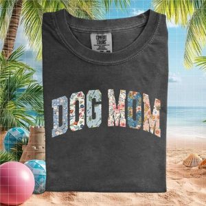 Floral Dog Mom College Varsity Block Letter Mother Day Gift T Shirt