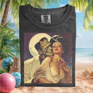 Frankenstein Monster And Bride Romantic Horror Graphic T Shirt