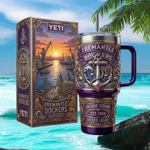 Fremantle Dockers Heritage Anchor Strong Est 1994 AFL 20oz Fans Gift Stainless Steel Insulated Tumbler