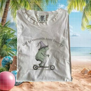 Frog Wizard On Scooter Off To Commit Tomfoolery Funny T Shirt