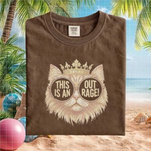 Funny Cat King This Is An Outrage Vintage Style Graphic T Shirt