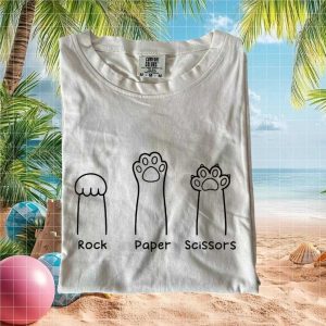Funny Cat Paw Rock Paper Scissors Game T Shirt