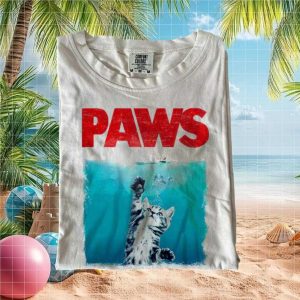 Funny Cat Paws Shark Movie Parody Horror Film Graphic T Shirt