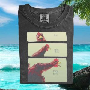 Funny Chicken Rude Profanity Comic Strip Retro Style Graphic T Shirt