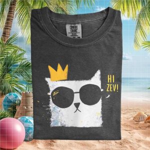 Funny Cool Cat Crown Sunglasses Hi Zev Graphic T Shirt