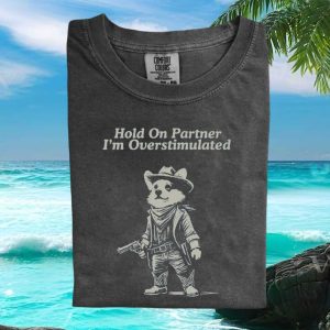 Funny Corgi Cowboy Hold On Partner Overstimulated Western Graphic T Shirt