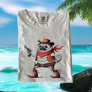 Funny Cowboy Pug Western Graphic Comfort Colors T Shirt