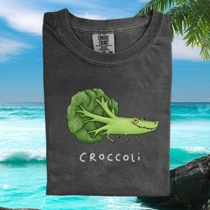 Funny Croccoli Broccoli Alligator Pun Vegetable Graphic T Shirt