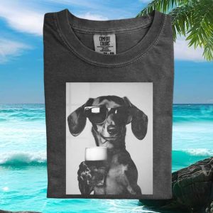 Funny Dachshund With Sunglasses And Beer Glass Graphic T Shirt