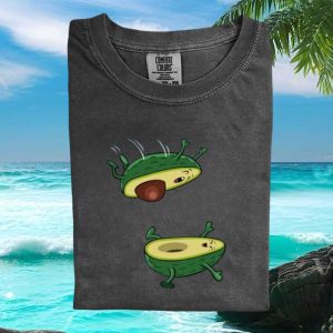 Funny Falling Avocado Fruit Cartoon Character Pun Graphic T Shirt