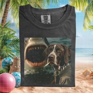 Funny German Shorthaired Pointer Dog Wearing Glasses Shark T Shirt