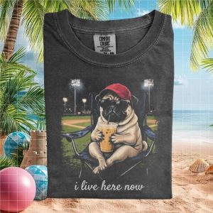 Funny Pug Baseball Stadium Lounge Chair Chill Dog T Shirt