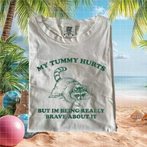 Funny Raccoon Tummy Hurts Cute Animal Comfort Colors Graphic T Shirt