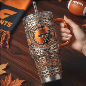 GWS Giants AFL Footy Orange Tsunami Power 20oz Gifts for Fans Stainless Steel Insulated Tumbler