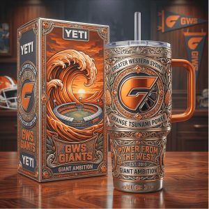 GWS Giants AFL Footy Orange Tsunami Power 20oz Gifts for Fans Stainless Steel Insulated Tumbler