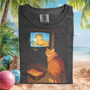 Garfield Cat Watching TV Comfort Colors Graphic T Shirt