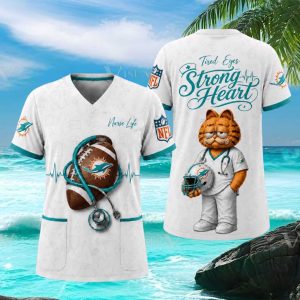 Garfield Nurse Life Miami Dolphins NFL V Neck T Shirt