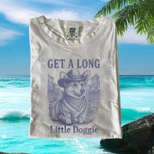 Get A Long Little Doggie Corgi Cowboy Western Graphic T Shirt