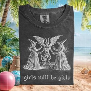 Girls Will Be Girls Witches Satanic Aesthetic Vintage Graphic T Shirt