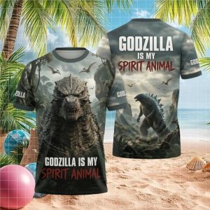 Godzilla Is My Spirit Animal Jungle Kaiju Pterodactyl T Shirt