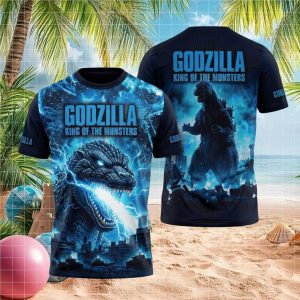 Godzilla King Of The Monsters Blue Atomic Breath Graphic T Shirt