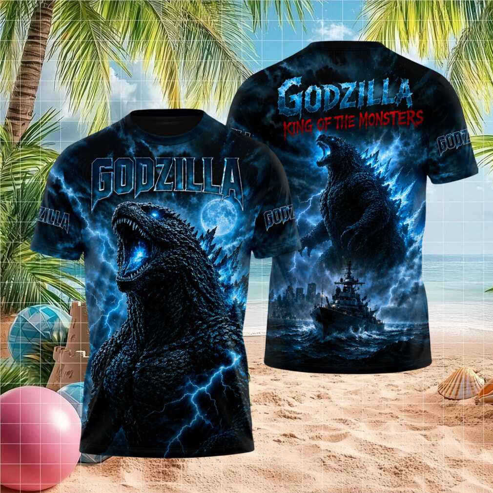 Godzilla King Of The Monsters Blue Lightning Ocean Battle T Shirt Godzilla King Of The Monsters Blue Lightning Ocean Battle T Shirt