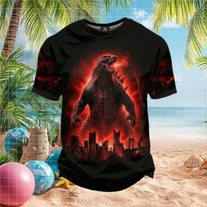 Godzilla King of the Monsters Red Glow City Ruin T Shirt