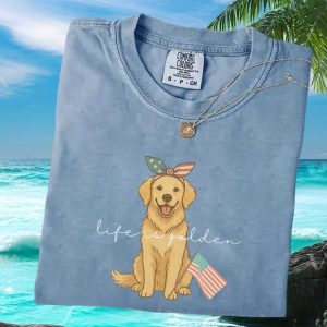 Golden Retriever Life Is Golden Patriotic Flag Dog T Shirt
