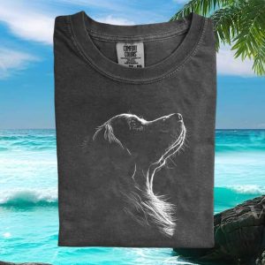 Golden Retriever Minimalist Line Art Sketch Profile Dog Lover T Shirt