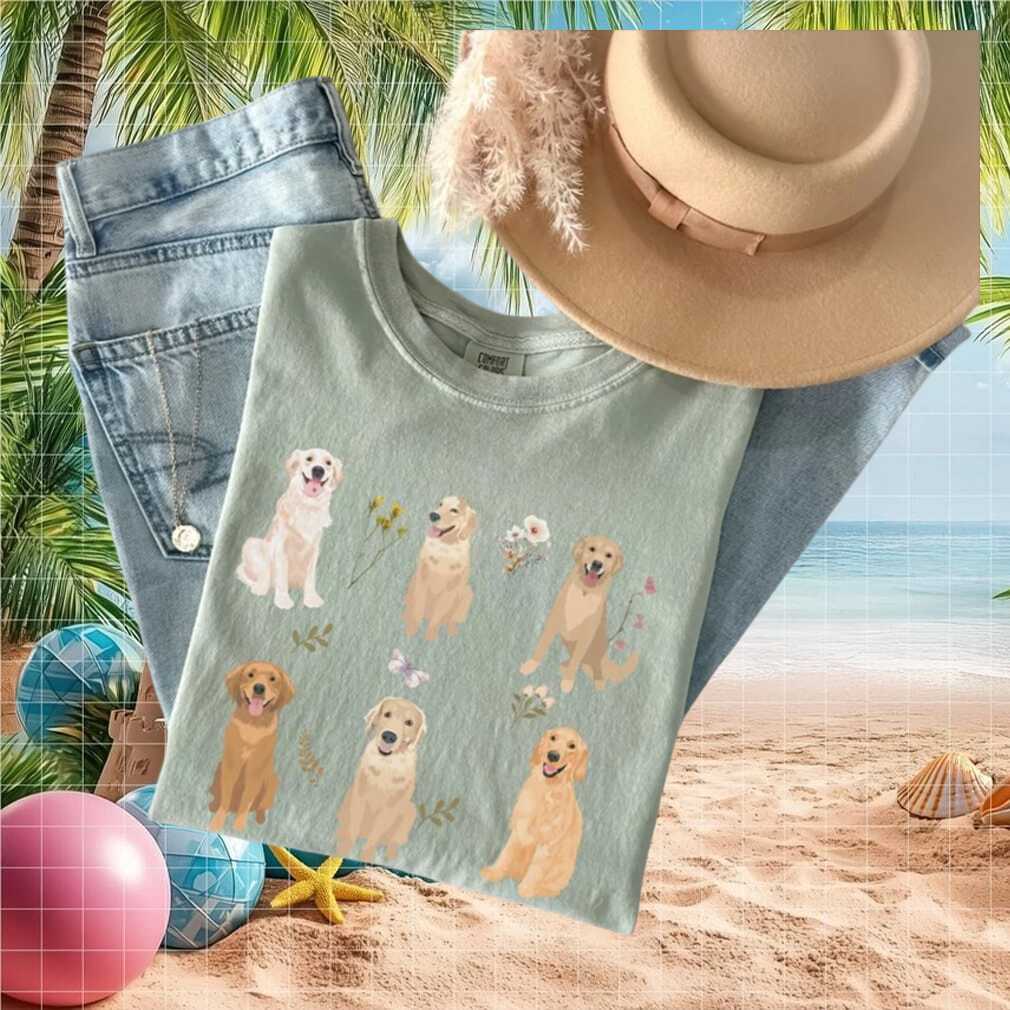 Golden Retriever Multi Dog Floral Pastel Cottagecore Dog Mom T Shirt