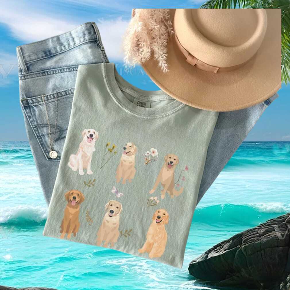 Golden Retriever Multi Dog Floral Pastel Cottagecore Dog Mom T Shirt