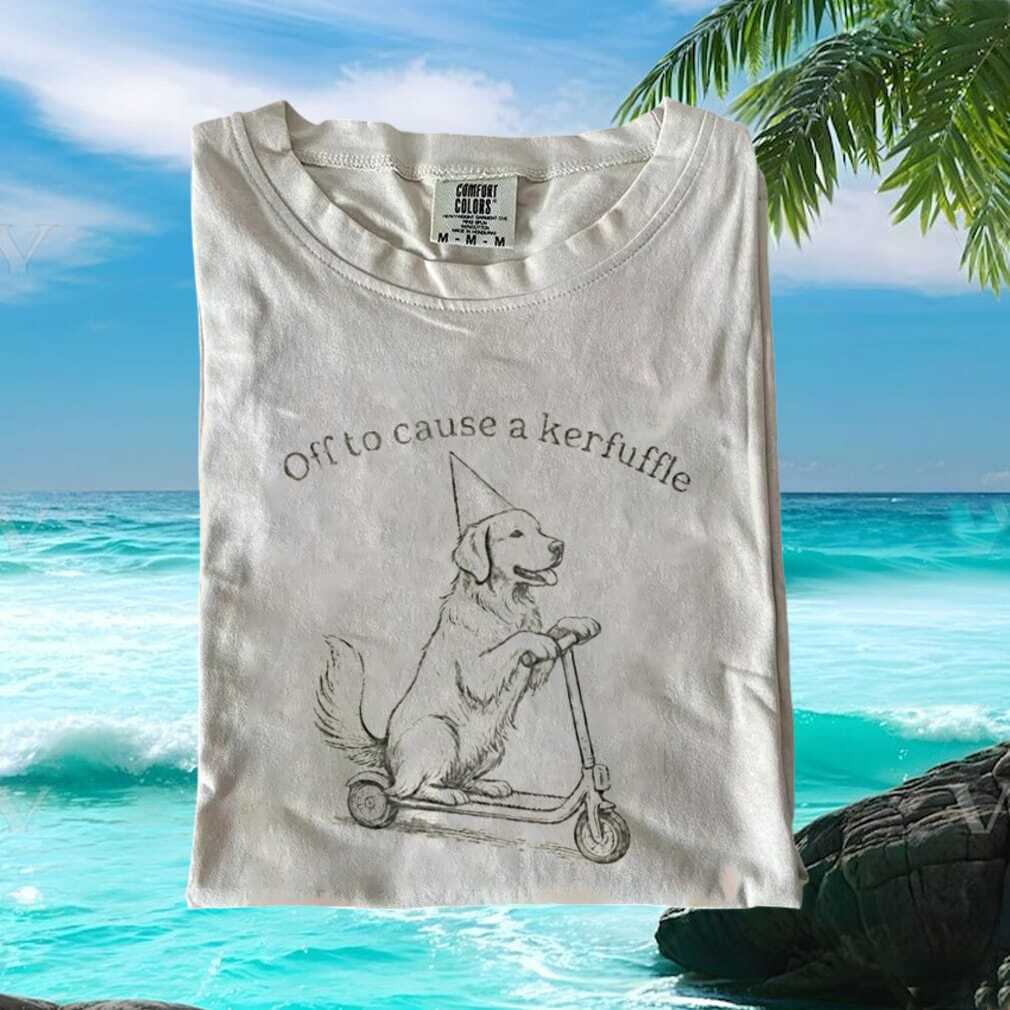 Golden Retriever Off To Cause A Kerfuffle Scooter T Shirt Golden Retriever Off To Cause A Kerfuffle Scooter T Shirt