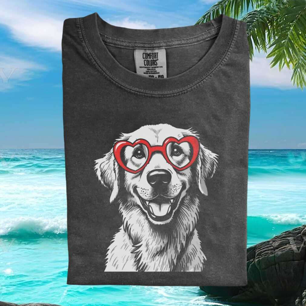 Golden Retriever Red Heart Glasses Cute Valentines Day Dog T Shirt Golden Retriever Red Heart Glasses Cute Valentines Day Dog T Shirt
