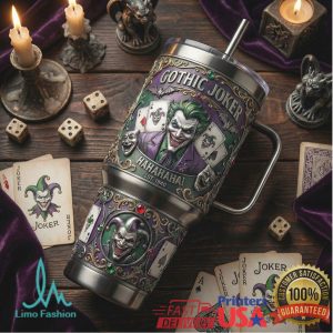 Gothic Joker Hahahaha Est 1940 Vintage Comic Villain Retro 20oz Stainless Steel Insulated Tumbler