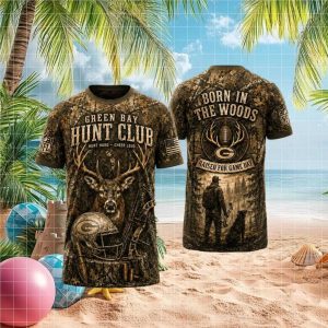 Green Bay Packers Hunt Club Born In The Woods Camo Retro Vintage Men Fans T Shirt
