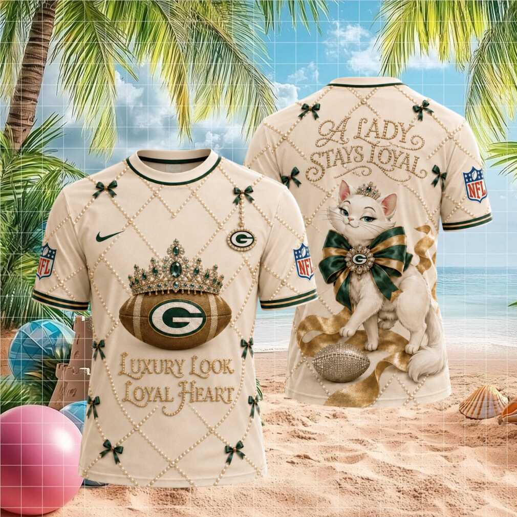 Green Bay Packers Luxury Pearl Cat Loyal Lady T Shirt Green Bay Packers Luxury Pearl Cat Loyal Lady T Shirt