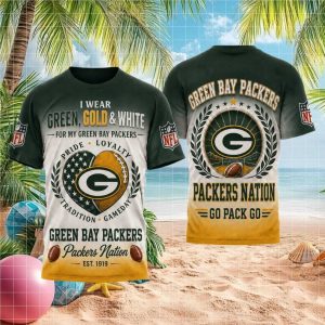 Green Bay Packers Nation Go Pack Go Green Gold Fan T Shirt