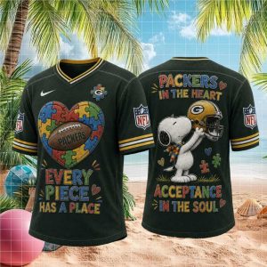 Green Bay Packers Snoopy Autism Awareness Every Piece T Shirt