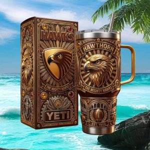 Hawthorn Hawks The Mighty Hawks Est 1902 AFL 20oz Men Gift Stainless Steel Insulated Tumbler