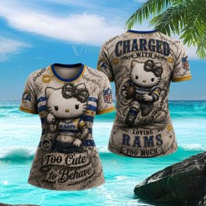 Hello Kitty LA Rams T Shirt Vintage Aesthetic NFL Football Graphic T Shirt