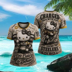 Hello Kitty Pittsburgh ST Shirtlers T Shirt Charged With Loving ST Shirtlers Too Much Apparel