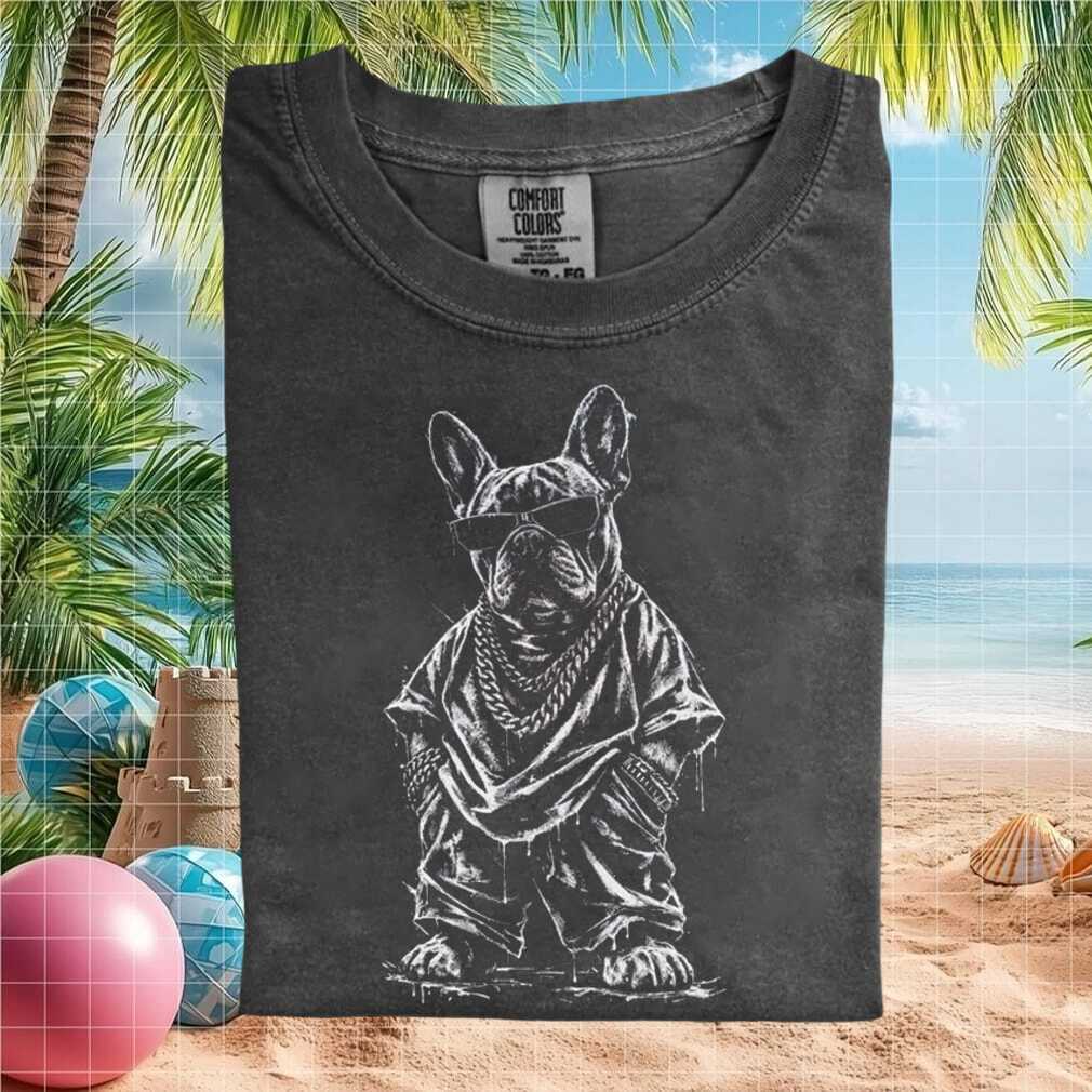 Hip Hop French Bulldog Sunglasses Streetwear Style T Shirt Hip Hop French Bulldog Sunglasses Streetwear Style T Shirt