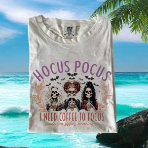 Hocus Pocus Sanderson Sisters Coffee Skull Witchy Halloween Graphic T Shirt