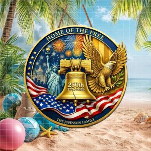 Home of the Free 1776 2026 Liberty Bell Custom Family Ornament