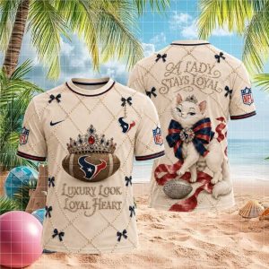 Houston Texans Luxury Pearl Tiara Cat Loyal Heart T shirt
