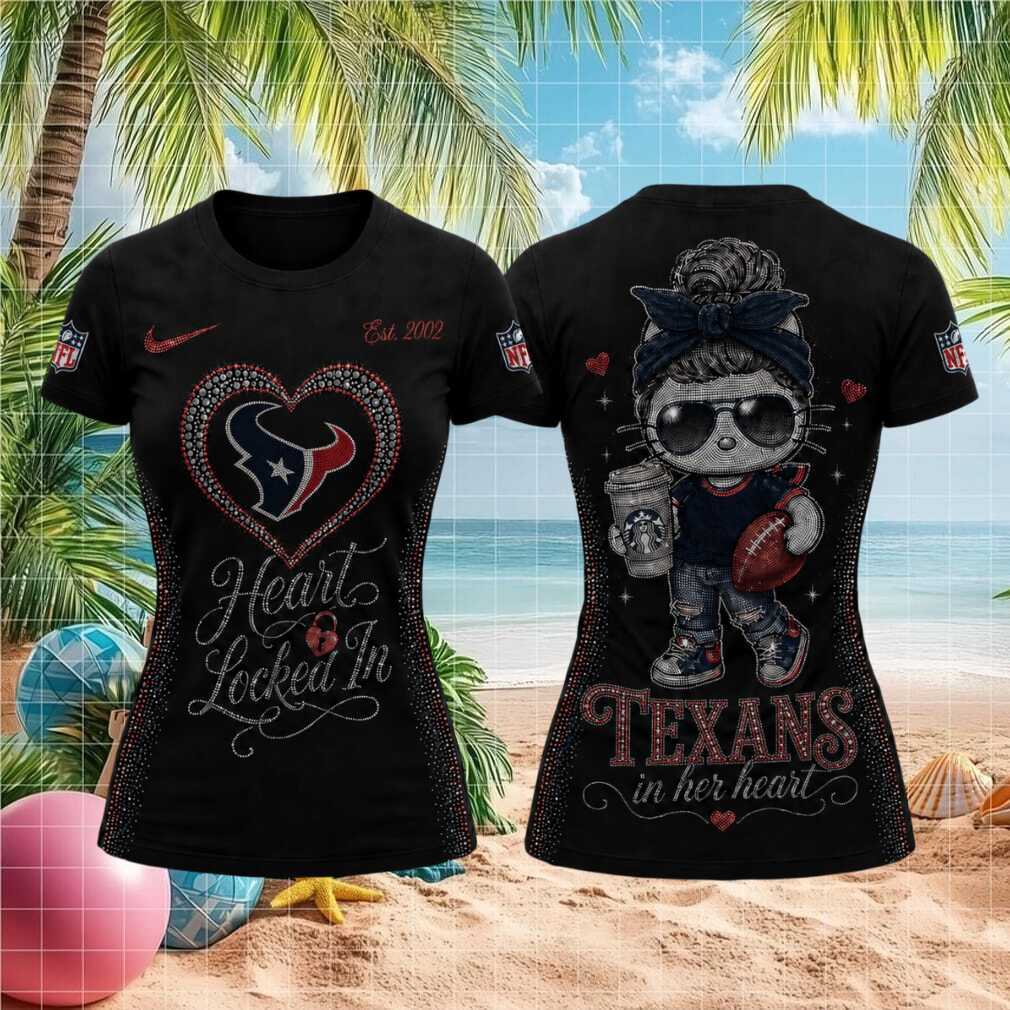 Houston Texans Messy Bun Mascot Heart Graphic Football Shirt Houston Texans Messy Bun Mascot Heart Graphic Football Shirt