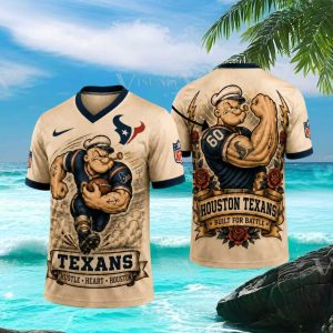 Houston Texans Popeye Muscle Custom NFL T Shirt Style Football Fan T Shirt