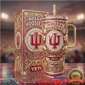 Indiana Hoosiers NCAA 2025 Champions Glitter Luxury 20oz Gift for Women Stainless Steel Insulated Tumbler