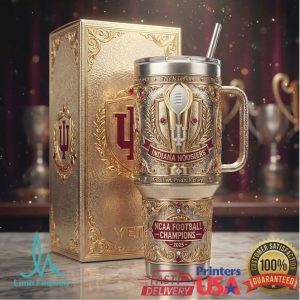 Indiana Hoosiers NCAA Football Champions 2025 Vintage Gold Style Fans Gift Stainless Steel Insulated Tumbler