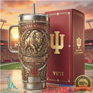 Indiana Hoosiers NCAA Playoff Champions 2026 Buffalo Retro 20oz Fan Gift Stainless Steel Insulated Tumbler